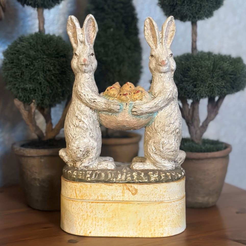 An Easter bunny figurine box.