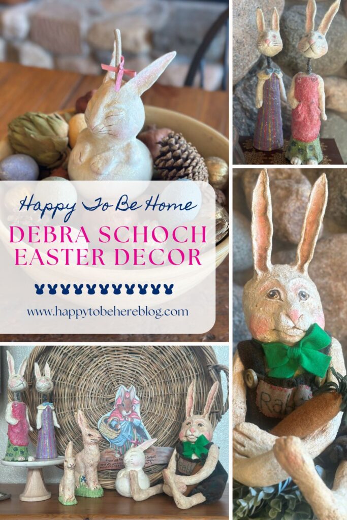 A collage of pictures from the post- all of Debra Schoch Easter decor items.