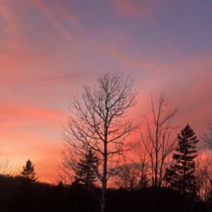 What I'm Liking Lately 4.27.24 cover image- a photo of a beautiful red, orange, and pink sunset.