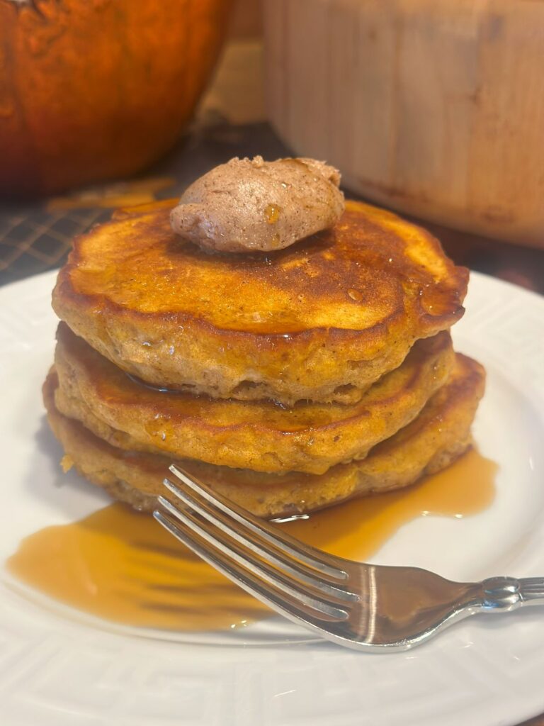 Pumpkin Pancakes With Cinnamon Butter (Inspired By Gilmore Girls) Close Up