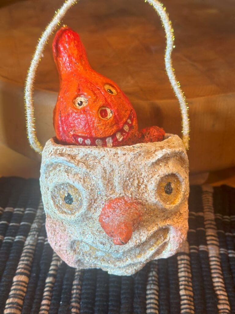 Spooky Snowman Basket- Debra Schoch Vintage Halloween Decor