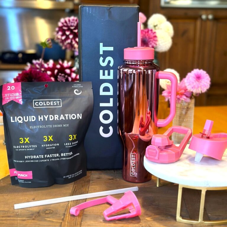 Coldest Limitless Bottle Review (Is It REALLY the Coldest Water Bottle?) cover image, featuring the Coldest bottle, accessories, box, and Coldest drink mix on a kitchen counter.