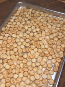 Oyster Crackers on Sheet Pan Ready For Baking