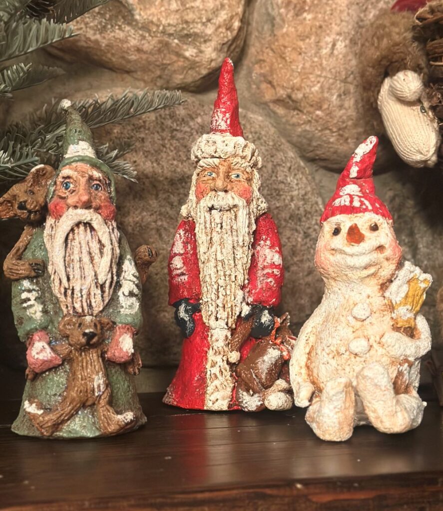 Debra Schoch Santa and Snowman Figurines