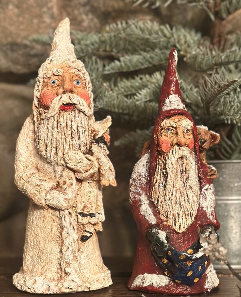 Two Small Santa Figurines By Debra Schoch