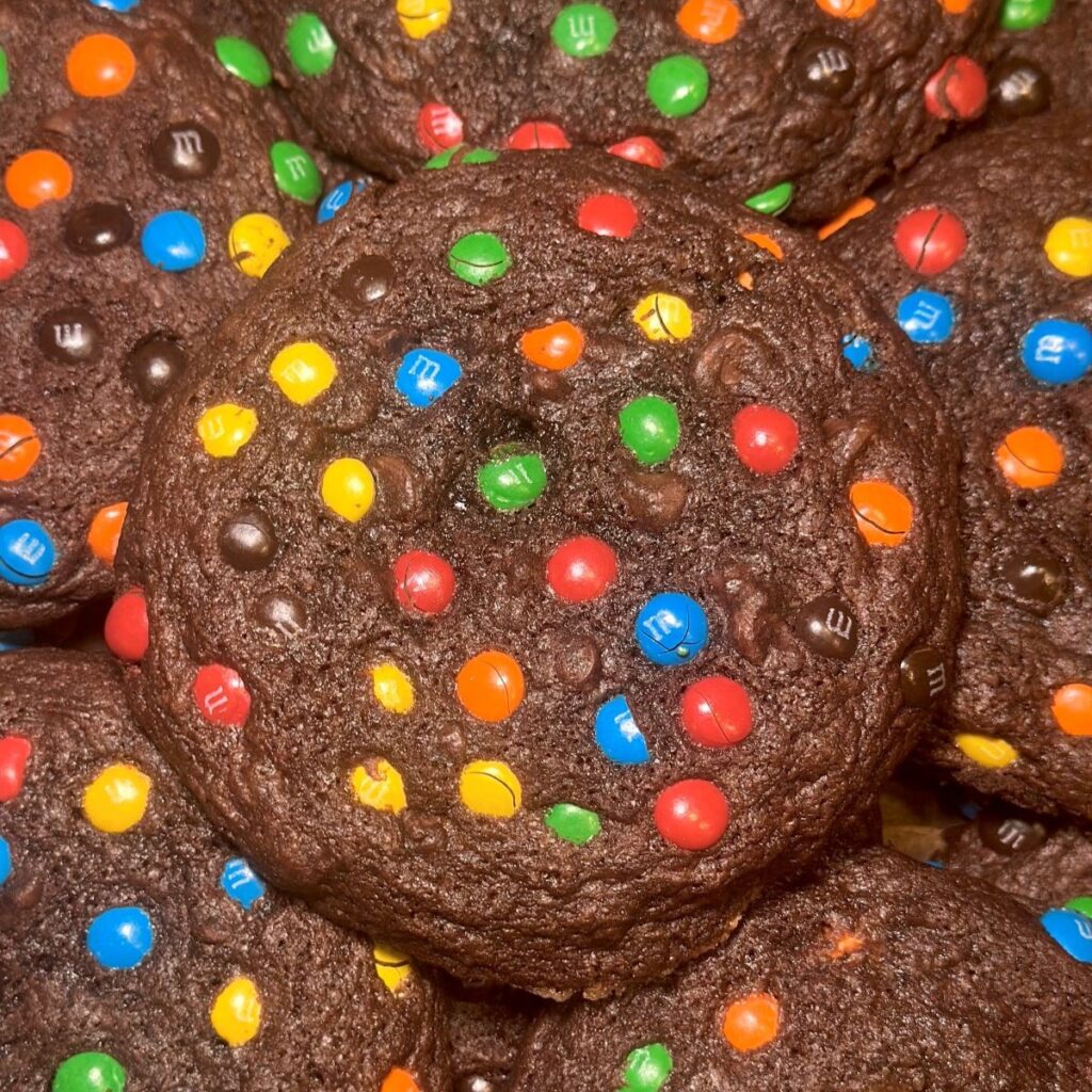Jumbo Double Chocolate M&M Cookies