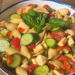 Close Up of a Bowl of This Easy Italian Pasta Salad