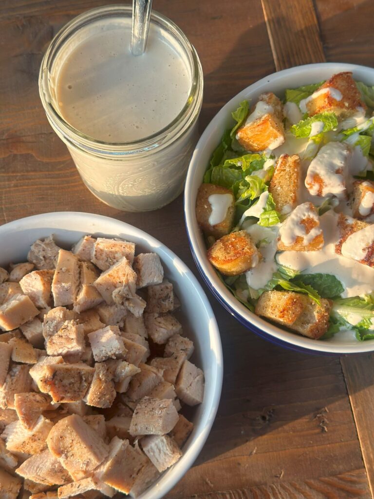 Grilled Chicken, Salad, and Dressing