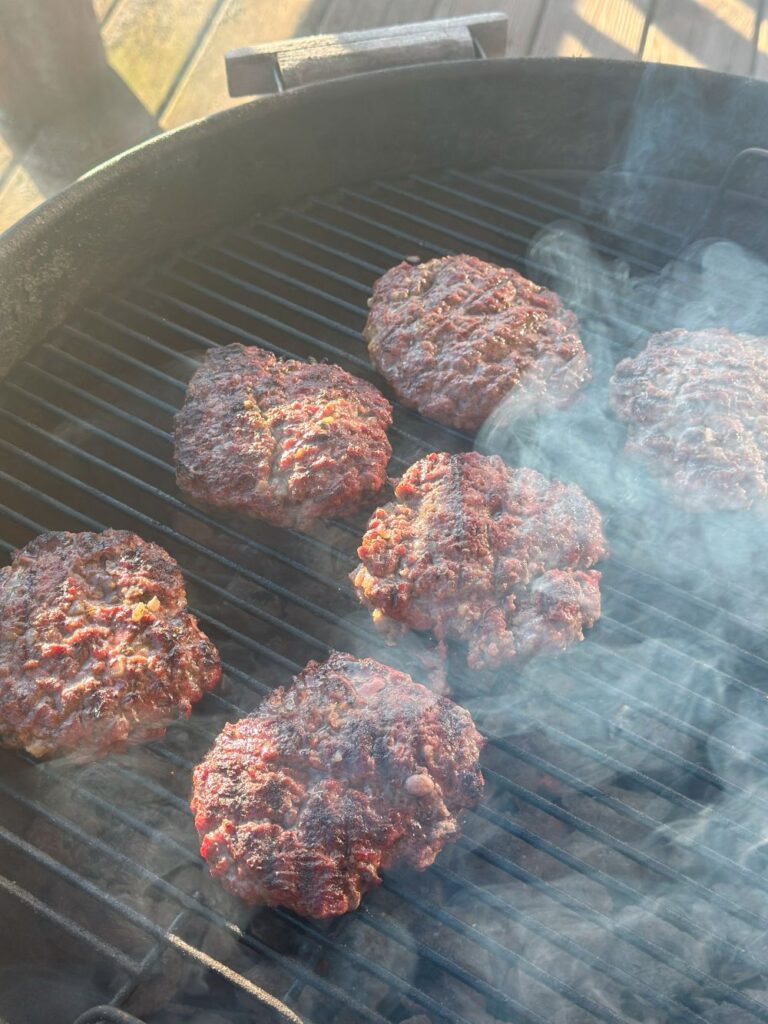 Grilling the Burgers on the Charcoal Grill