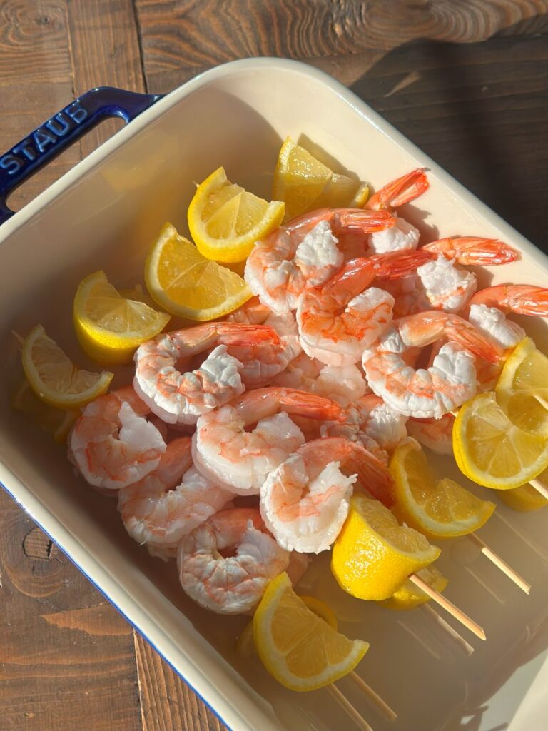 Right After Right After Putting the Shrimp and Lemons on Skewers
