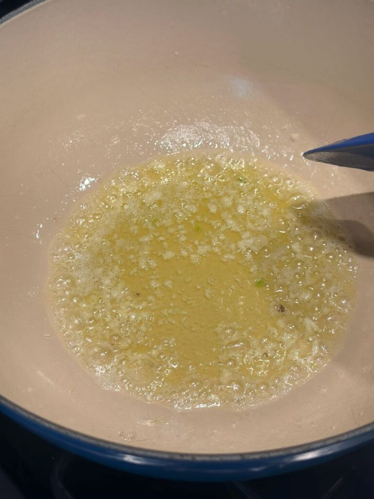 Sauteing the Garlic in Butter and Oil