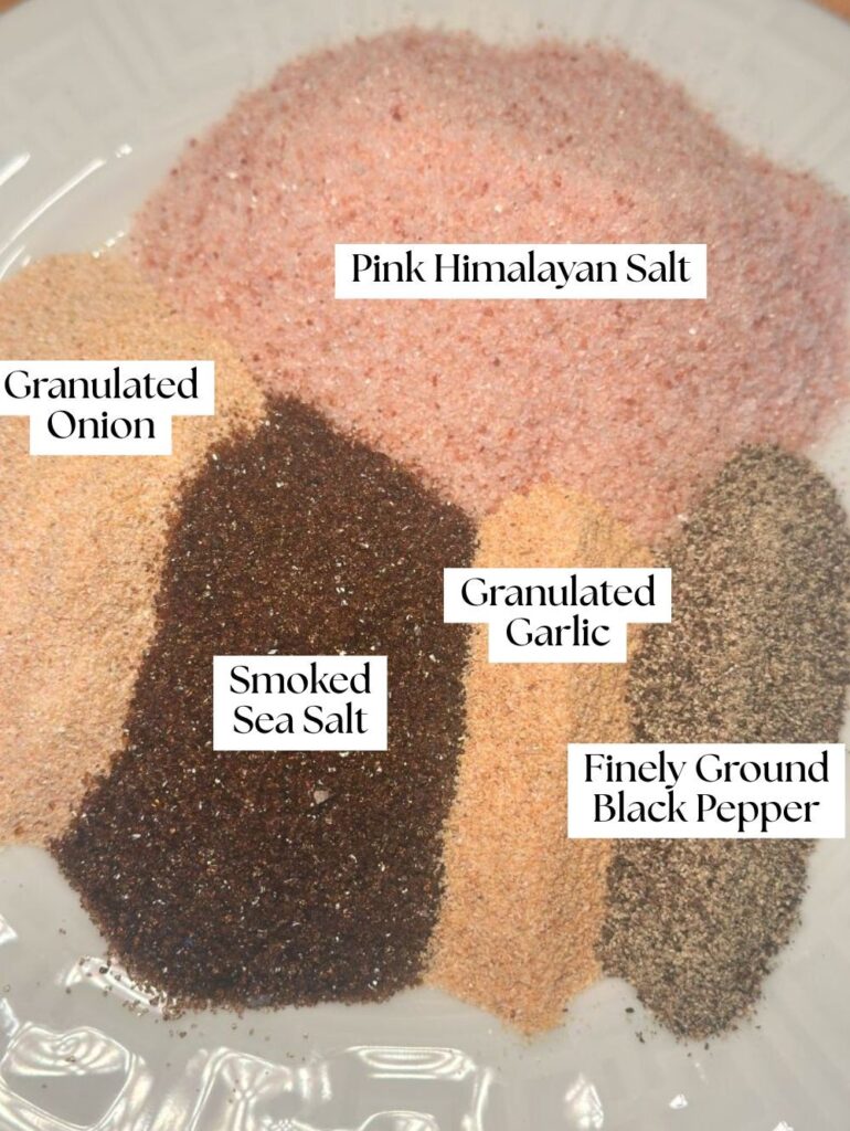 Smoky Seasoned Salt for Grilling Ingredients with Labels