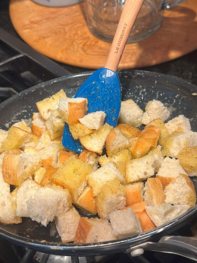 Tossing the Croutons in the Butter and Oil