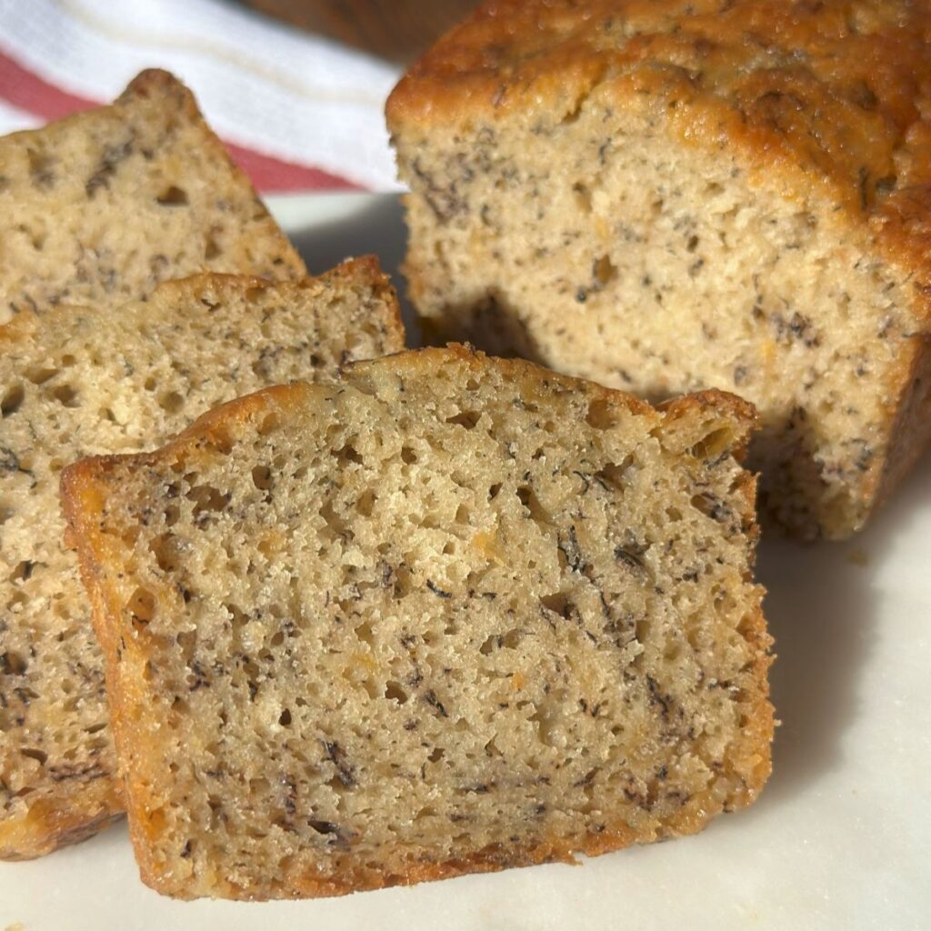 Best Ever Extra Moist Banana Bread Slices and Loaf