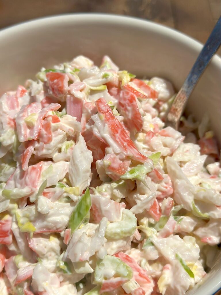 Easy 4 Ingredient Crab Salad Close Up In Bowl