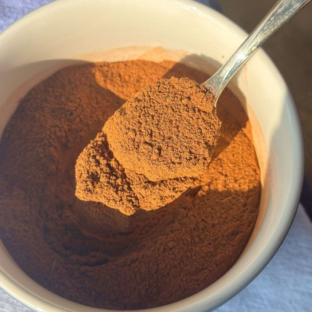 Homemade Chai Spice Recipe Close Up of a Spoonful of Chai Spice